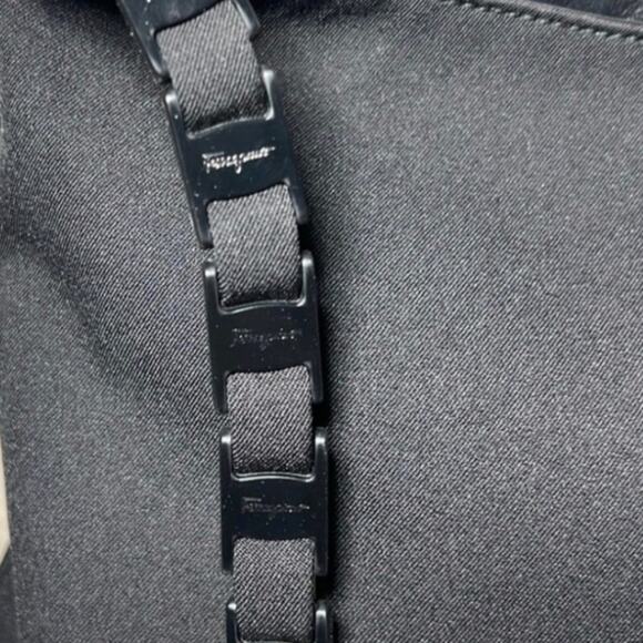 Salvatore Ferragamo Black Nylon Shoulder Bag with Chain Strap MSRP $460 EUC - Picture 11 of 13